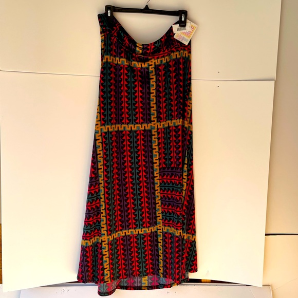 LuLaRoe Women's Plus Size Black Multicolor Long Maxi Flared A-Line Skirt, Sz XL - Picture 4 of 8